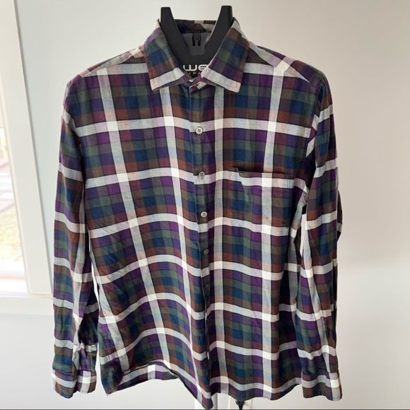 Rodd & Gunn Sports Fit Mens Long Sleeve Plaid Button Up Large Woven in Italy